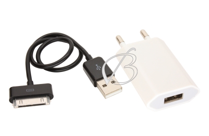 СЗУ c USB выходом, 5.0V, 1.00A, 1x USB, кабель Apple 30pin, черный, MobileData FO01D-BK