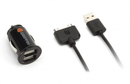 АЗУ с USB выходом, 5.0V, 2.10A, 2x USB, с кабелем 30pin (для iPhone, iPod, iPad), Griffin