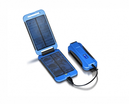 АКБ для мобильных устройств, внешняя, на солн. элементах, 9000mAh, PM Extreme, синяя