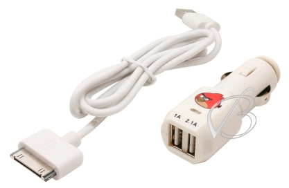 АЗУ с USB выходом, 5.0V, 2.10A, 2x USB, с кабелем 30pin, Griffin Angry Birds Edition