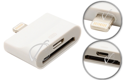 Переходник (адаптер) Apple 30pin + micro-USB - Lightning, для Apple iPhone5, iPad4, iPad mini, oem