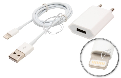 СЗУ c USB выходом, 5.0V, 1.00A, 1x USB, кабель Lightning, белый, oem