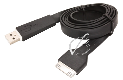 Кабель USB - 30pin, для Apple iPod, iPhone, iPad, плоский, черный, oem