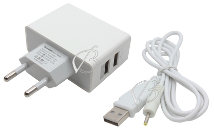 Адаптер питания сетевой 5.0V, 2.00A, 2.5x0.7, для планшетов и др., с USB кабелем, белый, oem