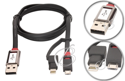 Кабель USB - Lightning + micro-USB, для Apple iPod, iPhone, iPad, и др., Monster Connect2, 2m, box