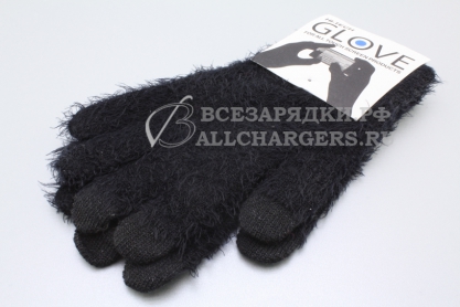 Перчатки для сенсорных экранов, Touch Gloves U-Touch, черные, пушистые (M)