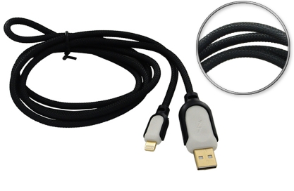 Кабель USB - Lightning, 1.0m, усиленный, черный, oem