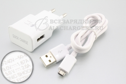 СЗУ c micro-USB, 5.0V, 2.00A; 9.0V, 1.67A, Adaptive Fast Charging, отд. кабель, oem