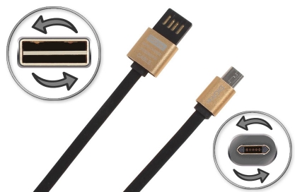 Кабель USB - micro-USB, 1.0m, двухсторонний (Double-side), черный, oem
