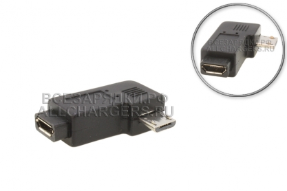 Переходник micro-USB (f) - micro-USB (m), угловой, правый угол (right angle), адаптер, oem