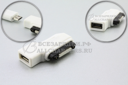 Переходник micro-USB (f) - Sony magnetic connector, адаптер, белый, для Sony Z серий, oem