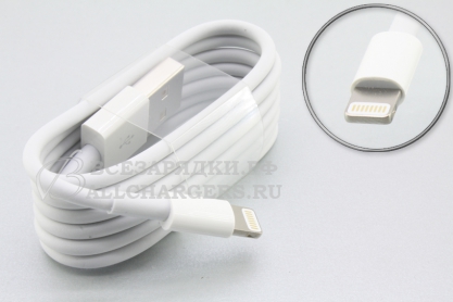 Кабель USB - Lightning, 1.0m, стандартный, белый, комплектный, овальная скрутка, Foxconn