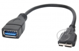 Переходник OTG, USB - micro-USB 3.0, кабель, черный, для Samsung Galaxy Note3, Nokia Lumia, oem