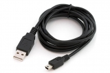 Кабель USB - mini-USB 5pin, 0.6m-1.0m, стандартный, черный, oem