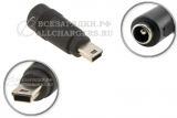 Переходник для ЗУ (5.5x2.1 - mini-USB), прямой, жесткий, для различного оборудования, oem