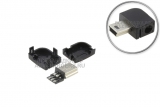 Разъем mini-USB 5pin, штекер (m), на кабель, под пайку, угловой, левый угол (left angle)