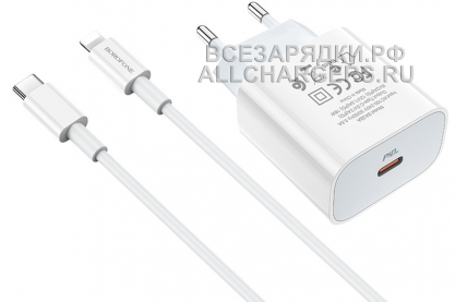 СЗУ с USB выходом, 5.0V, 3.00A, 1x USB-C, PD, кабель Type-C - 8pin Apple, oem