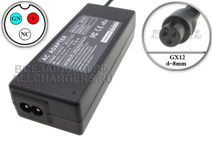 СЗУ 24.0V, 3.00A, GX12 3pin, полож.пол, для гироскутера, электро- самоката, oem