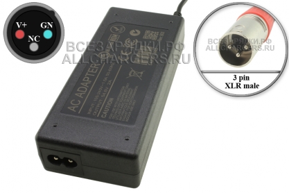 СЗУ 54.6V, 2.00A, XLR 3pin (m) GNV (FV546200CRL3), для гироскутера, электро- самоката и др., oem