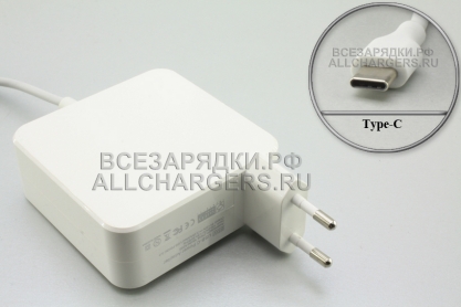 Адаптер питания сетевой PD 65W, USB Type-C, для ноутбука, вилка, oem, белый