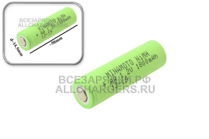 АКБ (элемент питания) типа AA, 1800mAh, Ni-MH, 1шт, пром., Minamoto