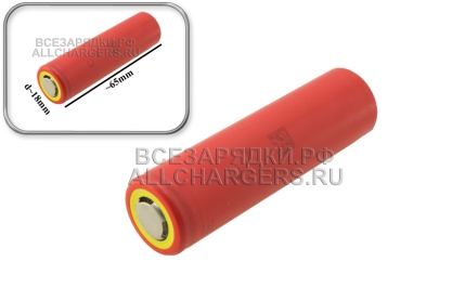 АКБ (элемент питания) типа 18650 (ICR18650), 18x65, 2500mAh, oem