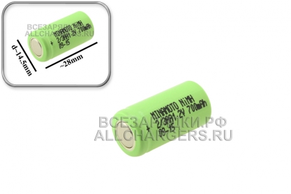 АКБ (элемент питания) типа AA2/3, 700mAh, Ni-MH, 1шт, пром., Minamoto