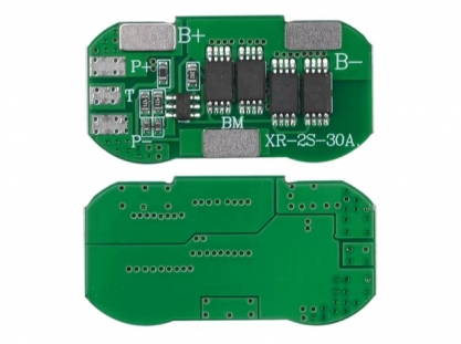 Плата контроля заряда (BMS), Li-Ion, 2S, 10A, торц., T-канал (пустой), oem