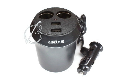 Автомобильный разветвитель для прикуривателя, 2 гнезда, 2x USB, Weifeng WF-0309