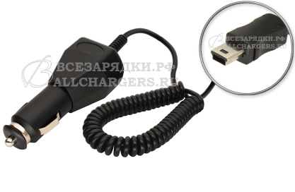 АЗУ с mini-USB выходом, 5.0V, 2.00A, витой шнур, для GPS, регистраторов и др., oem