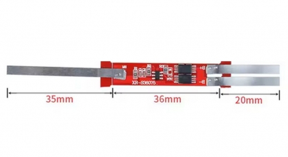 Плата контроля заряда (BMS), Li-Ion, 2S, 5A, прод., T-канал, с пластинами, oem