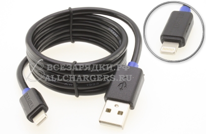 Кабель USB - Lightning, 1.0m, стандартный, черный, oem