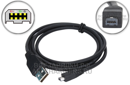 Кабель USB, mini-USB 4pin (4pin + 4pin, mini-B), обратная полярность, две выемки, 1.0m, oem