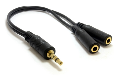 Переходник Jack 3.5mm 3pole (f) - Jack 3.5mm 3pole (m) x2, кабель, черный, разветвитель