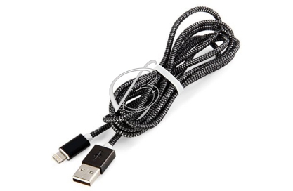 Кабель USB - Lightning, 1.0m, усиленный - армирование, темный металлик, oem