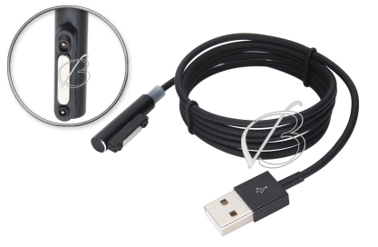 Кабель USB для зарядки Sony Xperia Z Ultra, Z1, Z2, Tablet Z2, металл., кругл., инд. на каб., черный