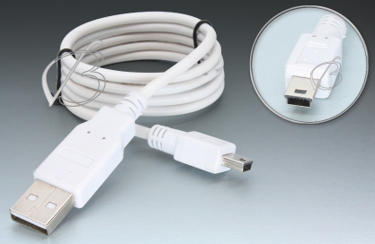Кабель USB - mini-USB 5pin, 1.0m - 1.5m, удлиненный, белый (серый), oem