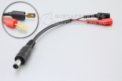 Переходник для ЗУ, клемма 6.3mm (m) - 5.5x2.1, для зарядки детского мотоцикла, квадроцикла, oem