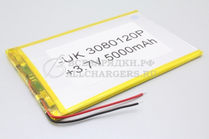 АКБ универсальная (под пайку), 125x80x3.0, 3.7V, 5000mAh, oem