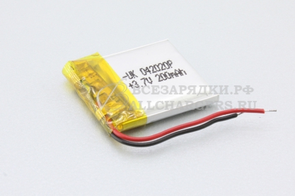 АКБ универсальная (под пайку), 22x20x3.7, 3.7V, 200mAh, oem