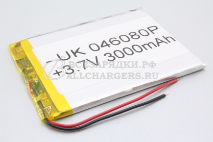 АКБ универсальная (под пайку), 80x61x3.2, 3.7V, 3000mAh, oem