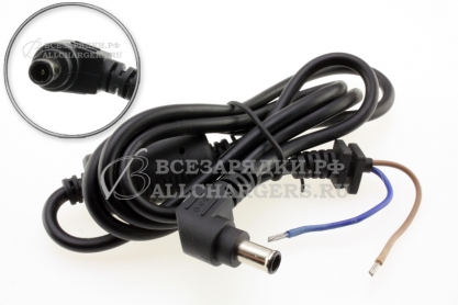 Кабель с разъемом 6.5x4.4 w/pin, 0.90mm2, 1.1m, угловой штекер, oem