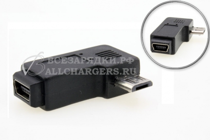 Переходник mini-USB (f) - micro-USB (m), угловой, левый угол (left angle), адаптер, oem