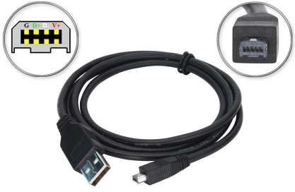 Кабель USB, mini-USB 4pin (4pin + 4pin, mini-B), прямая полярность, две выемки, 1.0m, oem