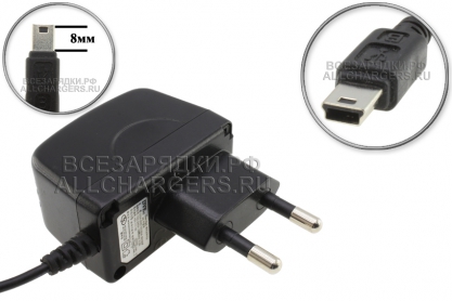 СЗУ 5.0V, 1.00A, mini-USB, удлиненный штекер (8mm), для защищенных телефонов, oem