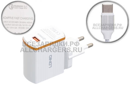 СЗУ с USB выходом, 5.0V, 3.00A, 1x USB, QC 3.0, LDNIO A1302Q