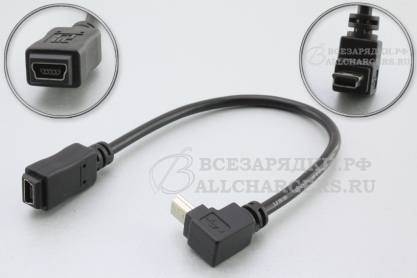 Переходник mini-USB (f) - mini-USB (m), угловой, верхний угол (up angle), кабель, oem