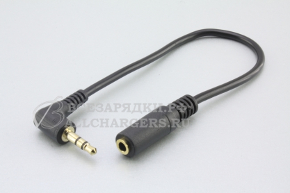 Переходник Jack 3.5mm 3pole (f) - Jack 3.5mm 3pole (m), кабель, угловой, oem