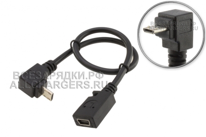 Переходник mini-USB (f) - micro-USB (m), угловой, нижний угол (down angle), кабель, oem