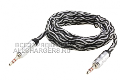 Переходник (кабель) Jack 3.5mm, - Jack 3.5mm (AUX), 3 конт., прямой, усил., 2m, oem